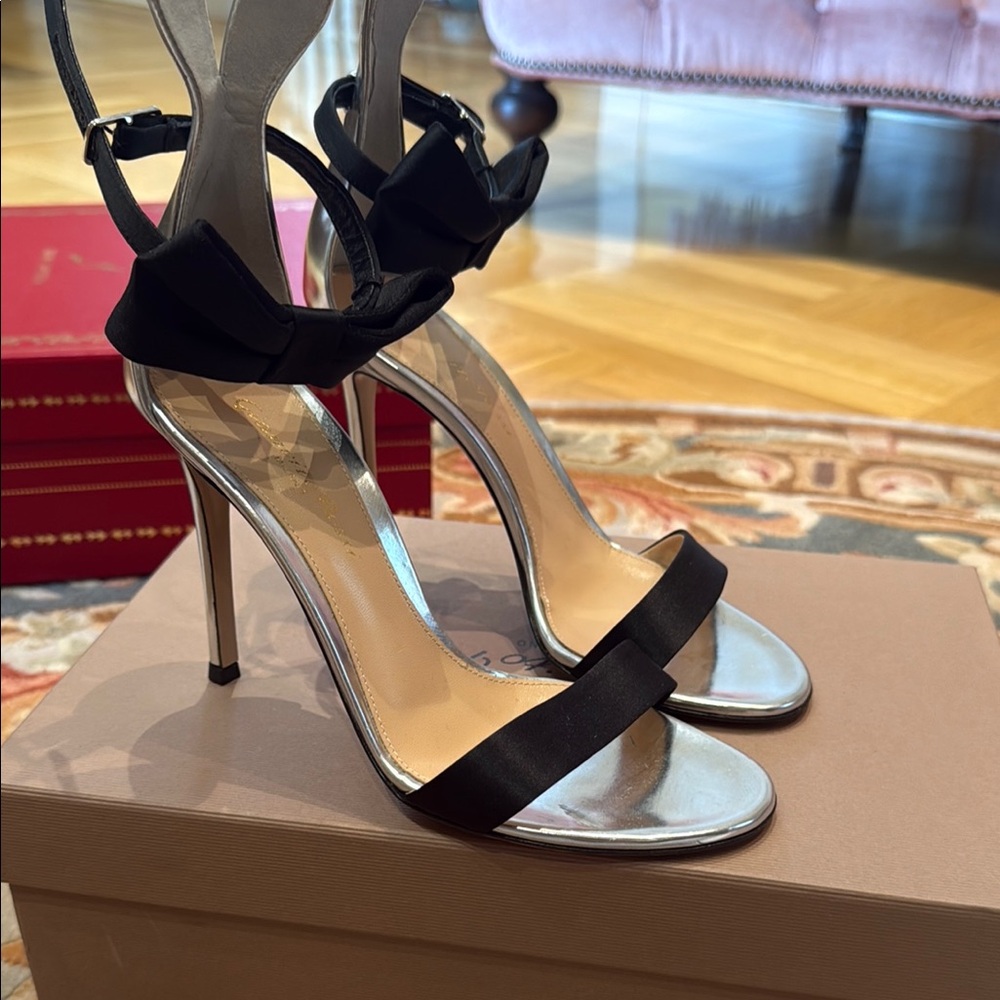 Gianvito Rossi Black and Silver bunny Heels
